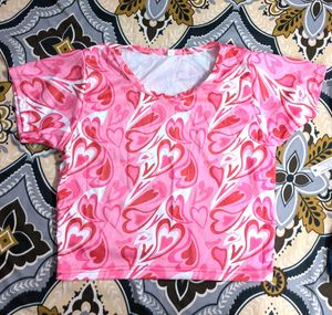 🙆Combo Offer | Denim Shorts With Pink Heart Top💕