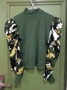 Green Camo Sleeve Top