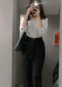Black cotton formal pant