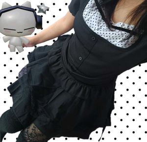 Black Layered Mini Skirt With Lace 🐈‍⬛️🏹