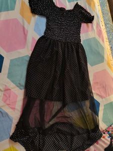 Black &amp; White Polka Dot Maxi Dress