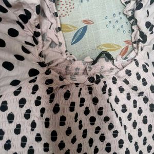 Polka Dot Smocked Crop Top