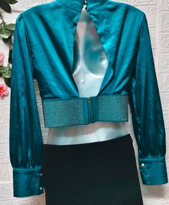 Size S/M  🎁Buy 2 Get 1 Free 🎁 Teal Sparkle Satin