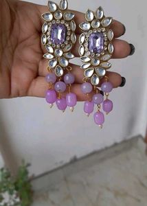 Purple Kundan Earrings