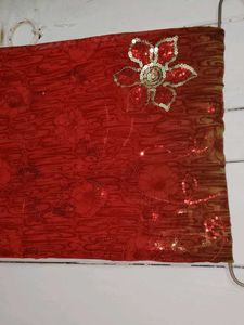 Red Embellished Saree