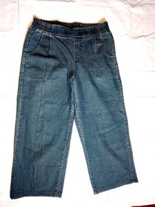 Denim Culottes with Elastic Waist