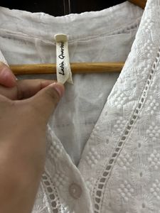 White Eyelet Button-Down Dress