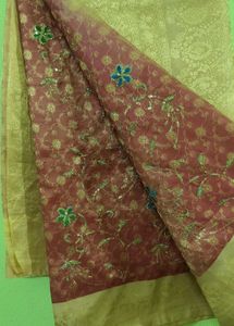 Full Sequins Saree With Banarasi Pallu and Border