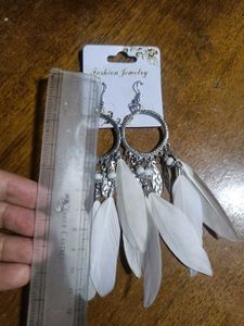 White Feather Earrings