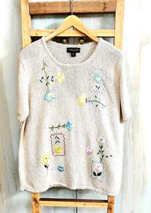 Embroidery Work Baige Colour Pullover Size-46