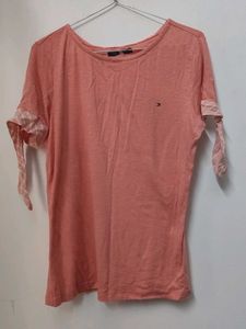 Tommy Hilfiger Salmon Tie-Sleeve Tee