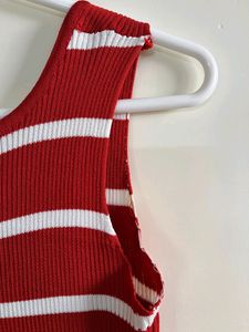 red&amp; white striped bodycon dress