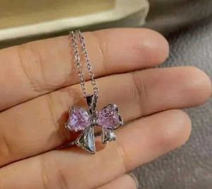 Pink Bow Pendant Necklace