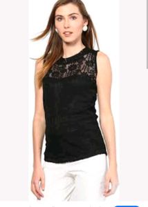 Black Lace Sleeveless Top