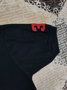 Men Black Cotton Mix Polo Tshirt