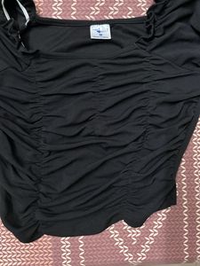 Full Sleeve Ruched Tummy Waist Crop Top Ful