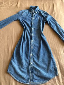 Polo Ralph Lauren White Pony Denim Shirt Dress ✨