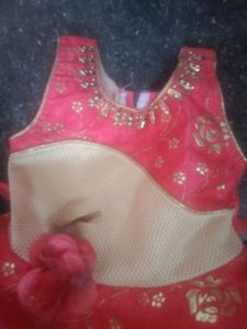 Red & Gold Embellished Party Dress