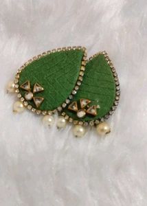 Green Rhinestone Circle Earrings