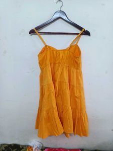 Yellow Tiered Mini Dress