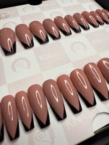 Black French Nude Press On Nails