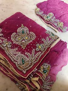 Embroidered Saree with blouse piece