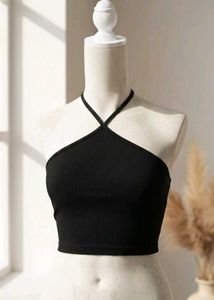 Black Halter Tie Top