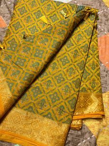 Saree - Mustard Green Color