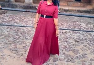 Women's Red Pretty Party Wear Maxi Dress