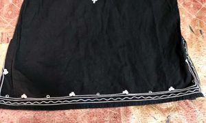 Elegant Black Cotton Kurti With White Floral