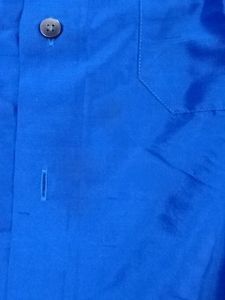Louis Philippe Men&#39;s Silk Shirt In Elcetric Blue Colour. Mildly Stained