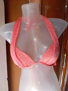 Peach Halter Bikini Top