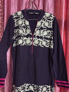 Embroidered Detail Knit Dress