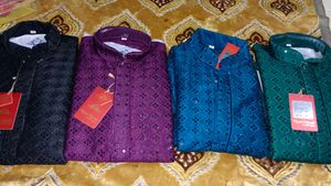 Green Embroidered Kurta Set