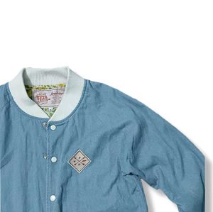 Vintage Sky Blue Varsity Bomber Jacket