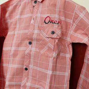 Light Orange Checks Boys Shirt