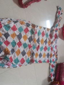 Colorful Diamond Print Kurta Set