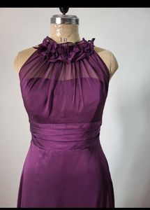 Purple Solid Full Length Dress