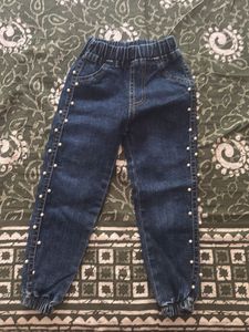 Pearl Embellished Denim Jeans