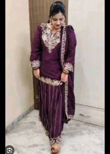 Purple Embroidered Kurta Set