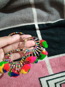 Multicolour Bohemian Earrings And Bracelet