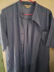 Blue Linen Blend Top