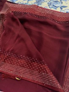 Stylish Double Colour Saree With Stones 💜