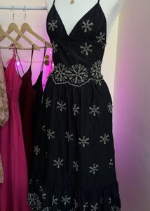 Embroidered Black Sundress