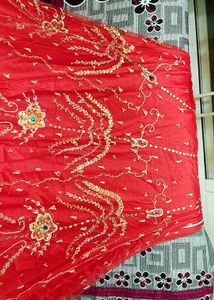 Full Bridal Zari Work Red &amp; Gold Sharara