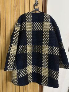 Navy Golden Black Beige Grid Pattern jacket