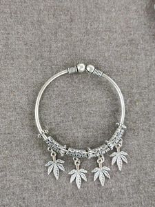 Silver Tone Chinar Leaf Bangle