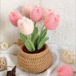 Crochet 6 Tulip Flower Pot