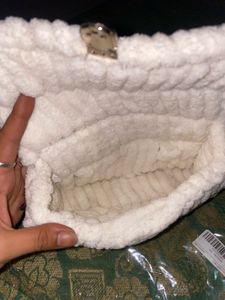 White Terry Cloth Shoulder Bag