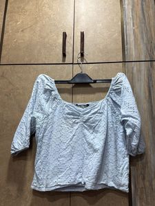 Light Blue Eyelet Top